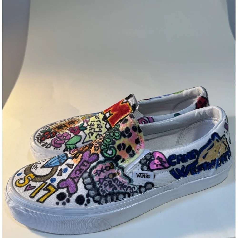 Vans Classic Slip On Sticker Mash Up Men's Size 7 Women's Size 8.5